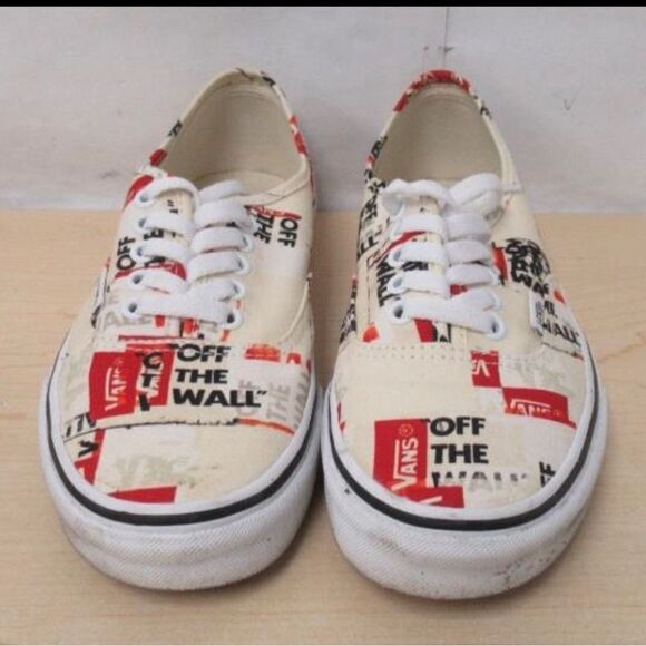 Vans Authentic Packing Tape Sneakers in White Red Black - Picture 2 of 6